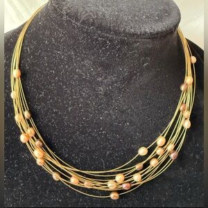 Honora Multi-Strand Real Natural Champaign Pearl Necklace Invisible